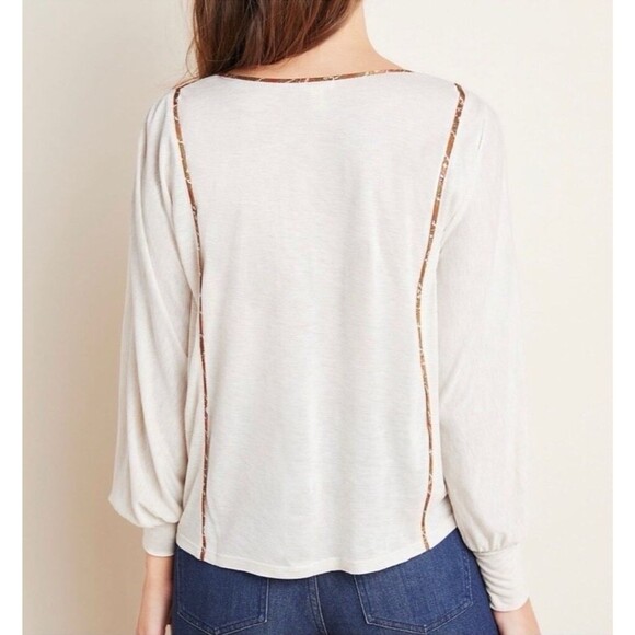 Anthropologie TINY Beige Sammi Sequin Floral Dolman Sleeve Boho Top/Blouse Med - Picture 3 of 10